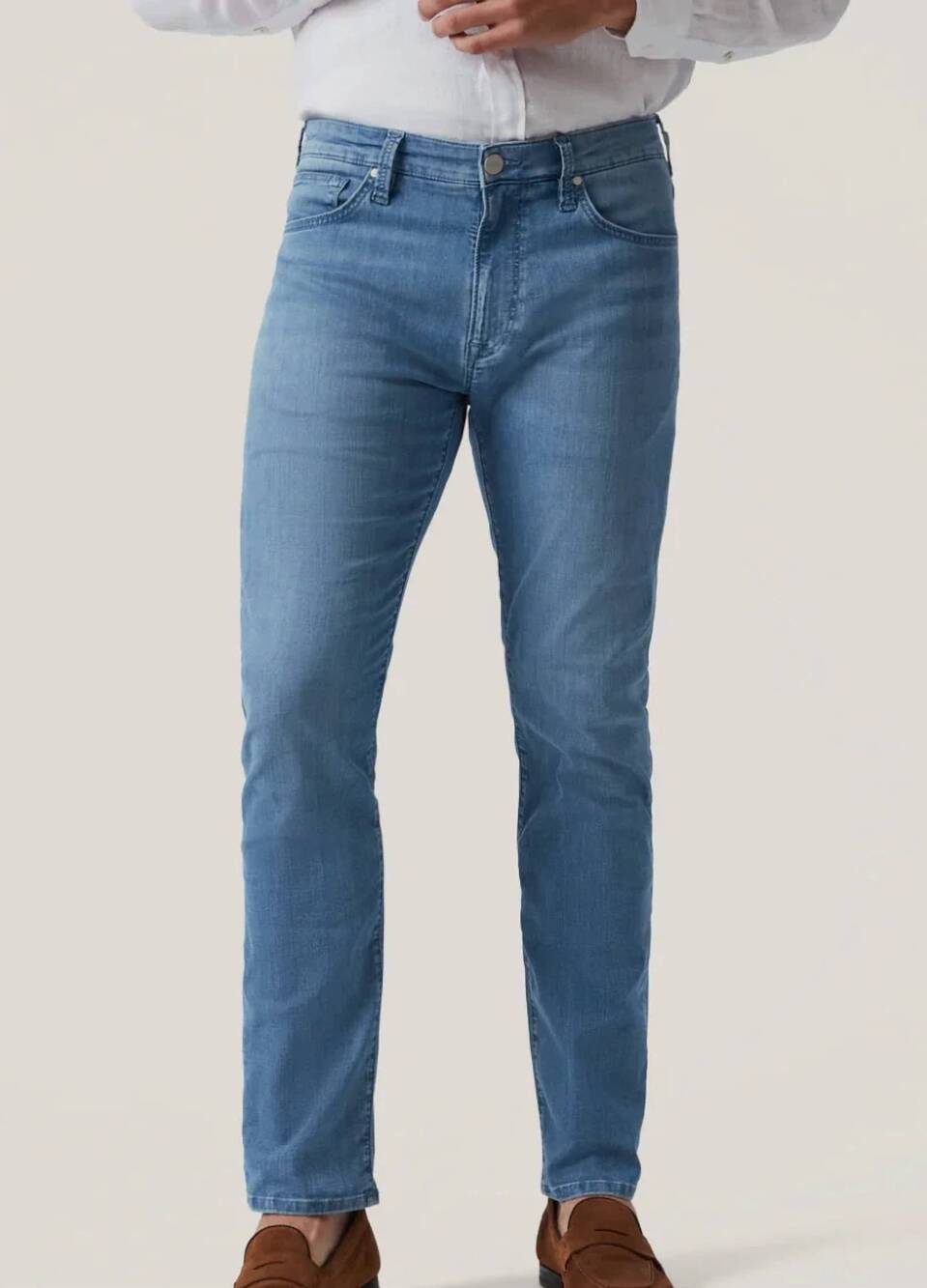 NEW 34 HERITAGE men's courage straight leg jeans in mid blue kona